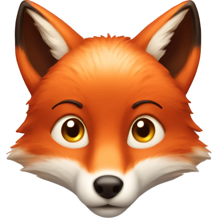 deep lush red fox face with tiny red heart instead of eyes emoji