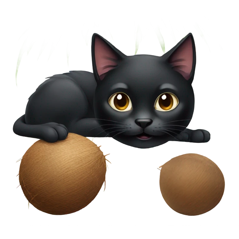Black cat wearing a coconut  emoji