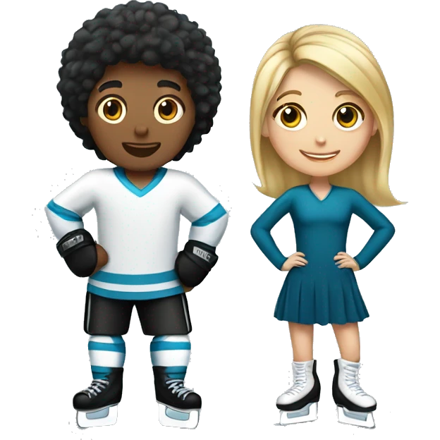 hockey player boy and a ice skater girl  emoji