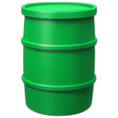 green construction plastic barrel with legs, wearing black crocs emoji