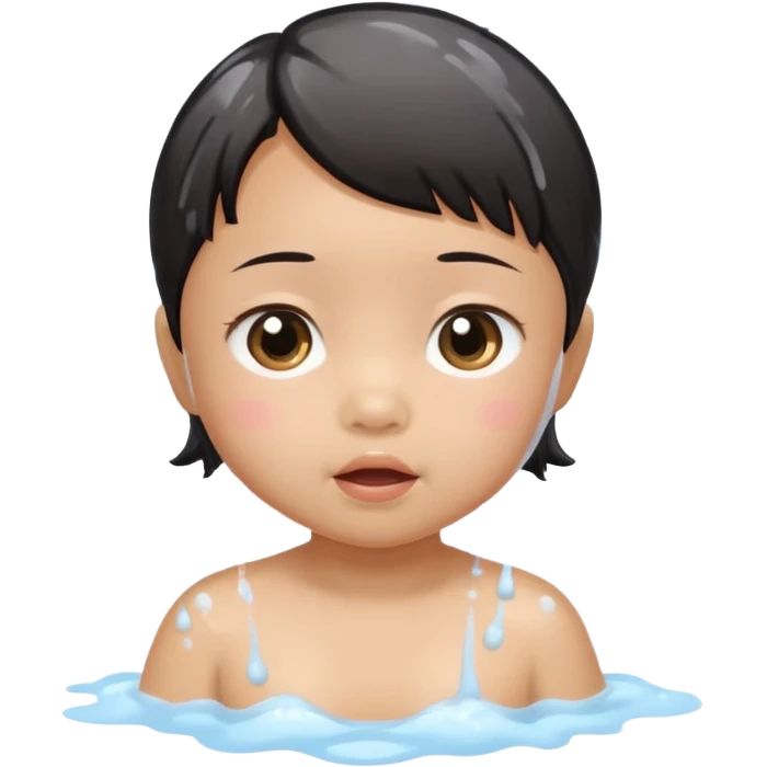 asian baby girl taking a shower emoji