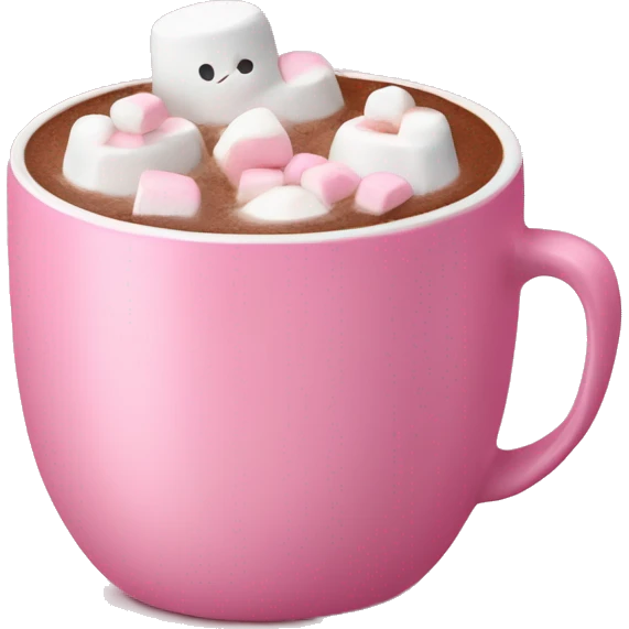 Hot chocolate with marshmallows in a little pink coffee cup emoji