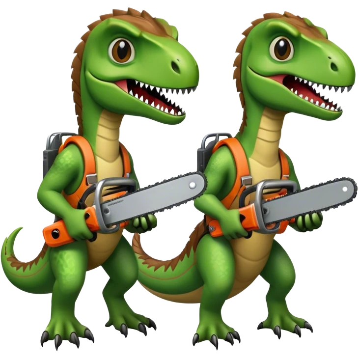 2 velociraptors with chainsaws emoji