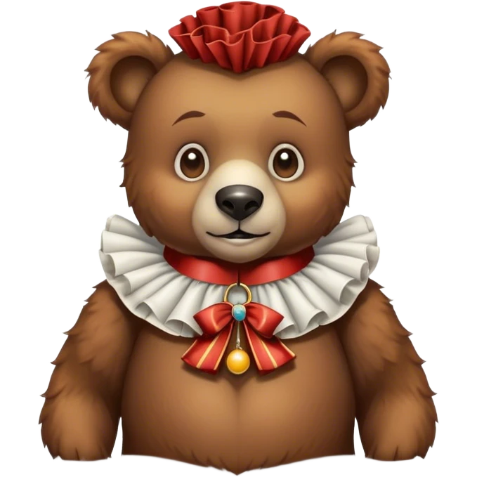 Vintage circus bear wearing ruffled collar emoji