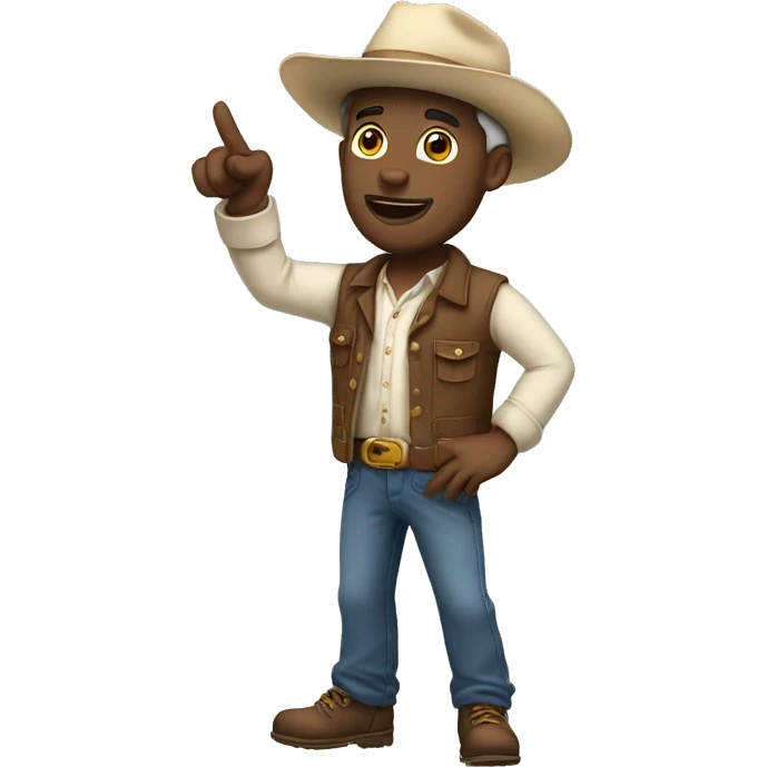 Western White Man in a casual clothes with cap dancing pointing up emoji