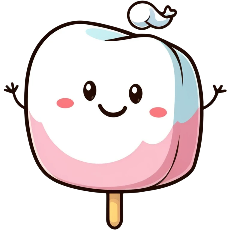 cartoon sticker of a marshmallow with a happy face emoji