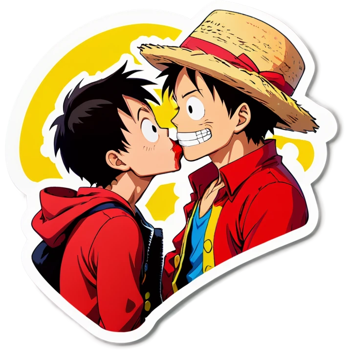 Luffy Kissing face emoji