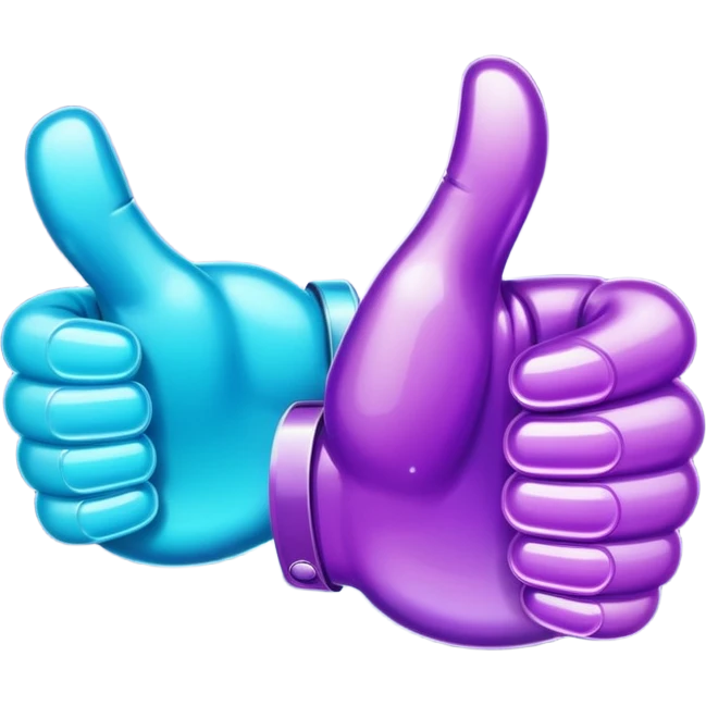 Glitter purple and cian thumbs up emoji