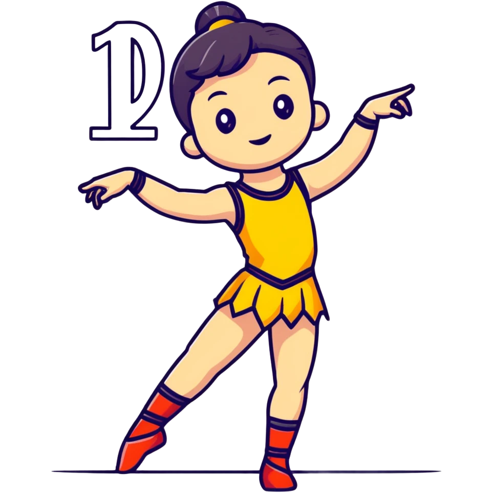Performance dancer in dance costume holding number 1 emoji