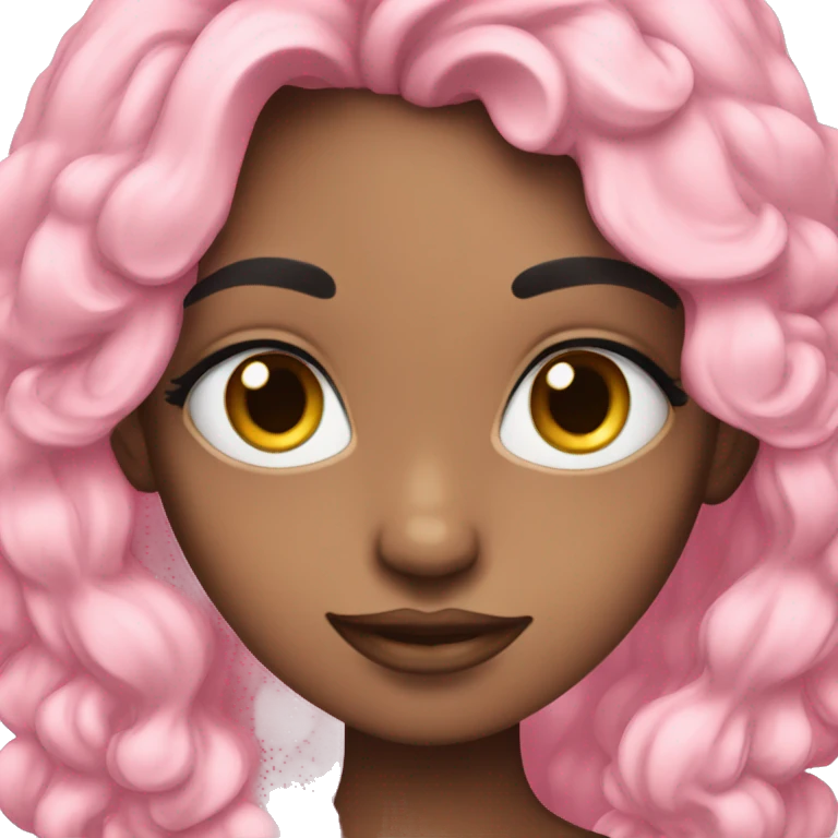 girl with long eyelashes emoji wearing pink with black curly hair rolling eyes  emoji