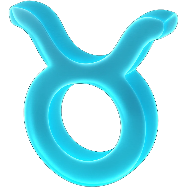 "A minimalistic glowing zodiac symbol ♉, centered on a dark cosmic background, symbol color #00d9ff, clean design, modern and luminous" emoji