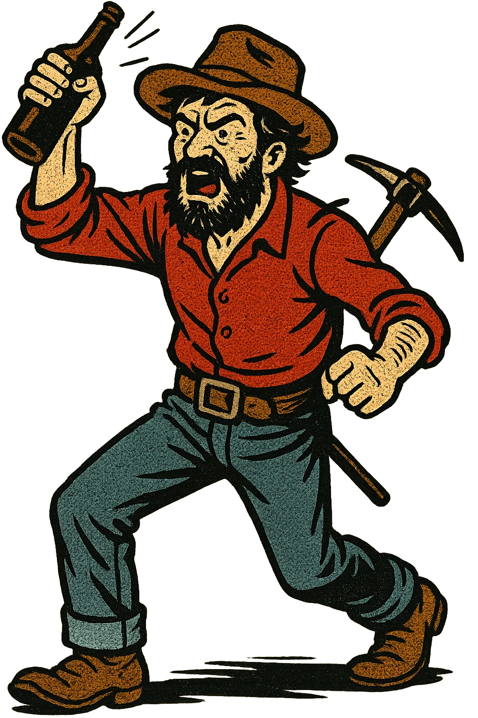 The full body of a drunken, aggressive gold prospector from the American West during the Gold Rush emoji
