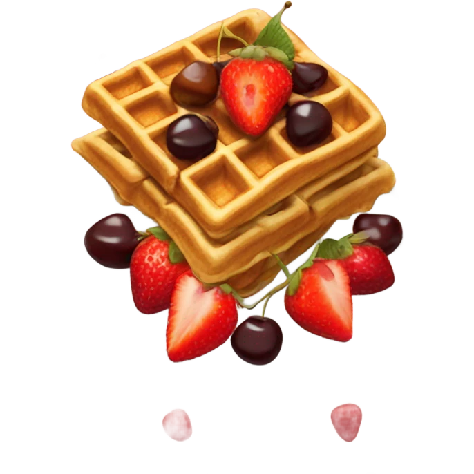 waffles with strawberries and cherries emoji