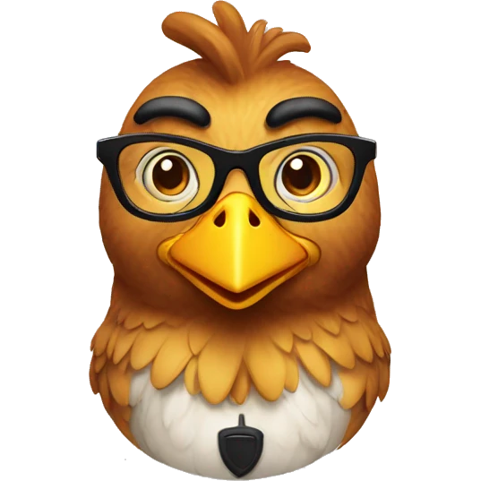 Une poule nerd emoji