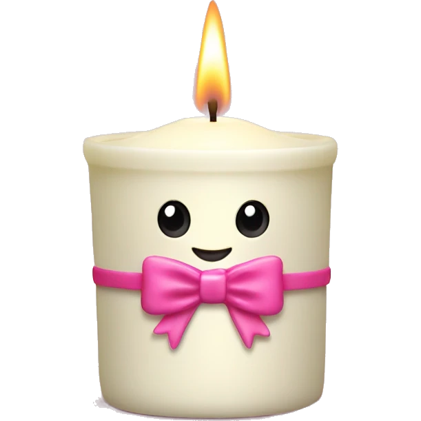 Cream candle with pink bow candle holder emoji
