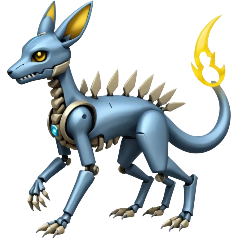 futuristic Skeletal Cyborg-Manectric-Electrike-Lucio-Cubone-Umbreon-Marowak-Draco-Fakémon-hybrid-creature (full body), 4 legs emoji
