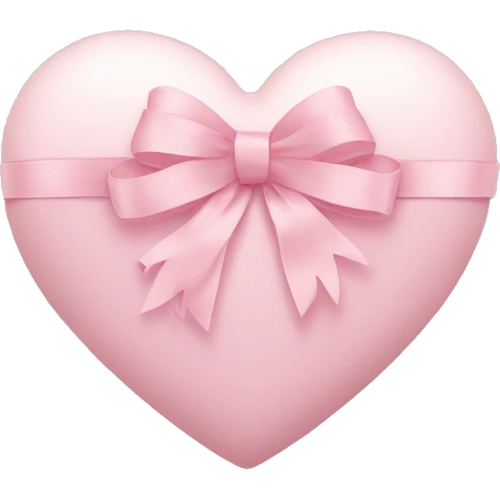 Pale pink heart with pastel pink ribbon bow emoji