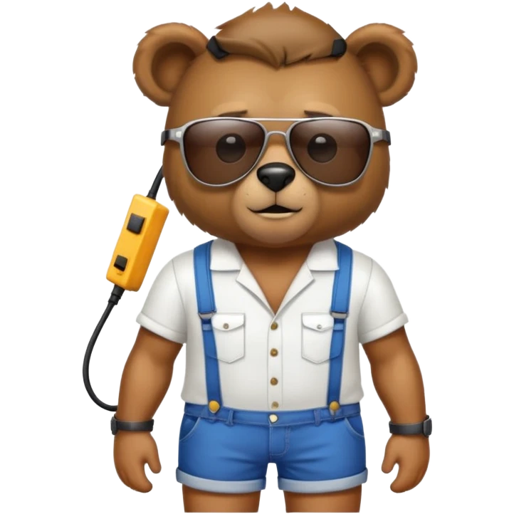 An electrician bear with sunglasses and shorts emoji