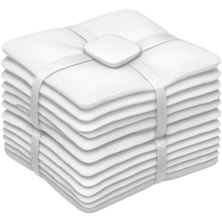 stack of white sterile gauze pads (2-3), soft and slightly textured, clean square edges, lightweight, neatly layered, medical use, no packaging or extras, apple emoji style, soft lighting, subtle shadows, transparent background, emoji scale emoji