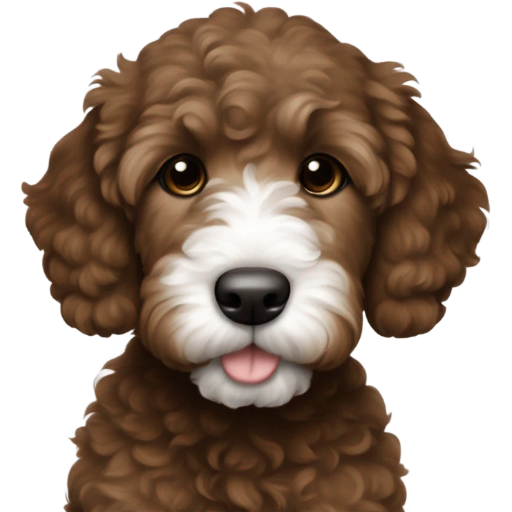 dark brown goldendoodle puppy white nose and chest  emoji