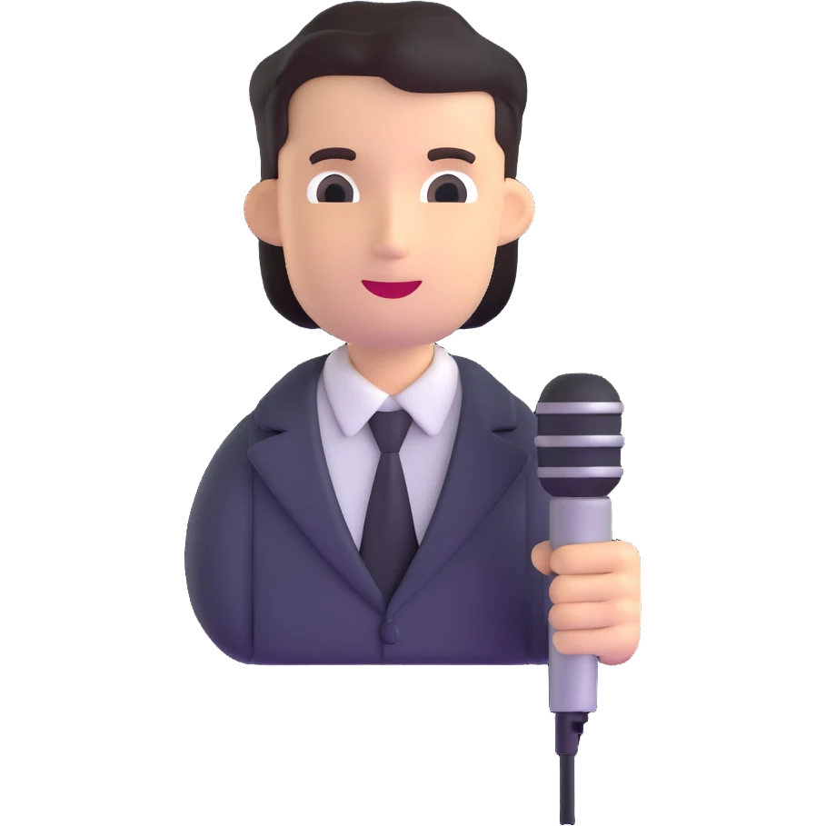 news reporter with microphone emoji