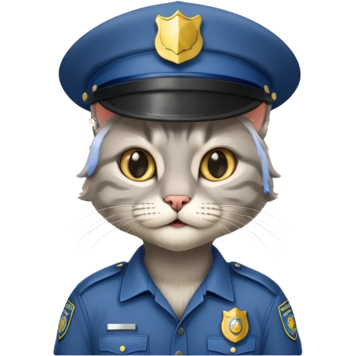grey long-haired cat police emoji
