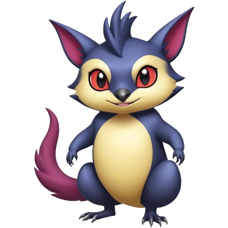 Cool cute edgy kawaii Quilava-Noibat-animal-creature-hybrid full body emoji