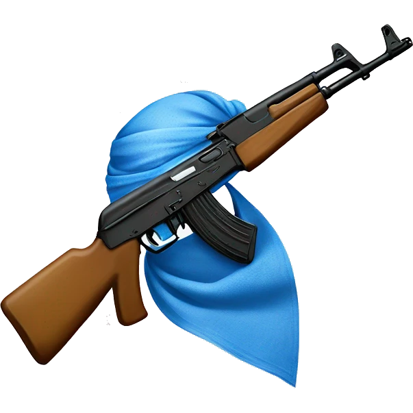 ak47 with blue bandana tied onto it emoji