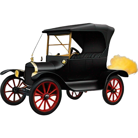 Ford Model T driving with smoke behind emoji