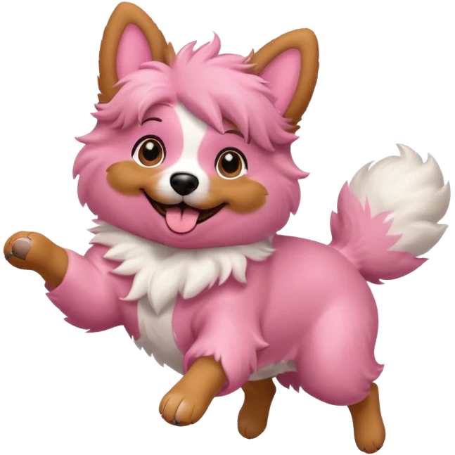 pink girly dog jumping in the air emoji