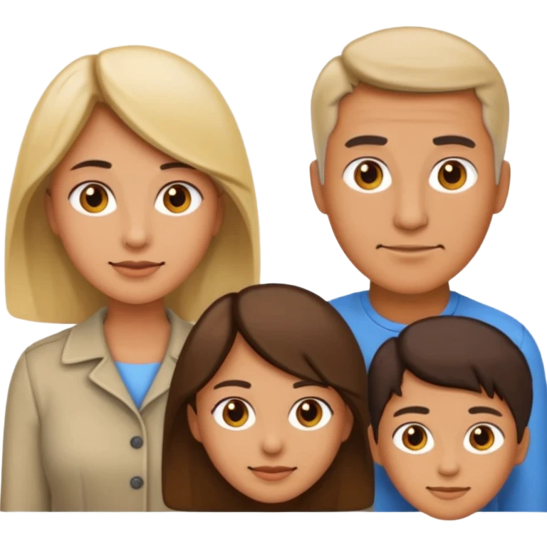 A family emoji set: an adult man and an adult woman as parents, and one teenager (16 years old) emoji