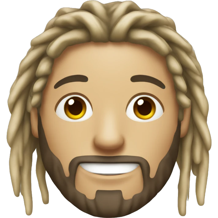 White skinned Rasta man smiling with beard and blonde dreads emoji