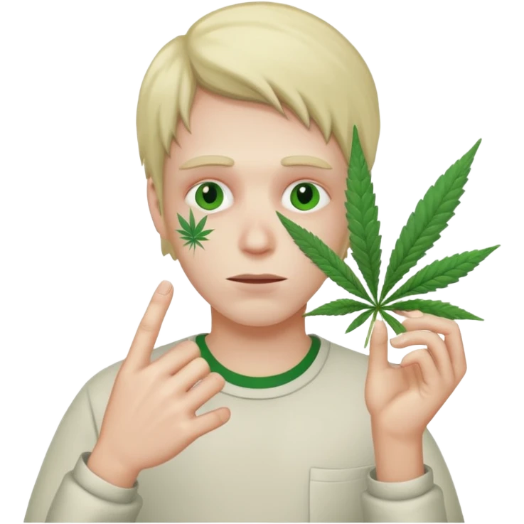 gang dealer drugged white with cannabis on a hand emoji