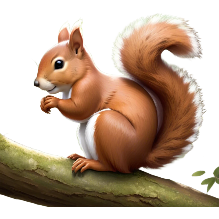 Beautiful and Majestic Squirrel Portrait Emoji, Head and body rendered in serene repose with a gentle, content smile and softly closed eyes, showcasing a delicately textured, bushy-tailed form and perky little ears, Simplified yet exquisitely endearing features, highly detailed, glowing with a soft, drowsy woodland light, high shine, relaxed and utterly enchanting, stylized with an air of timeless forest majesty, soft glowing outline, capturing the essence of a beautiful and majestic squirrel that embodies the pure charm of nature! emoji