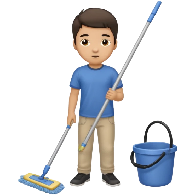 niño trapeando emoji