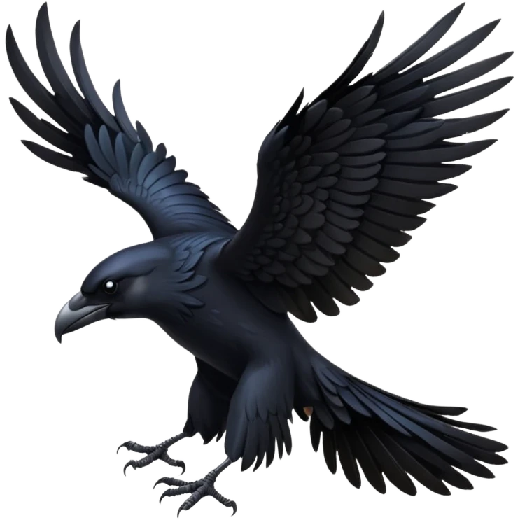 Back of black raven with wings spread emoji