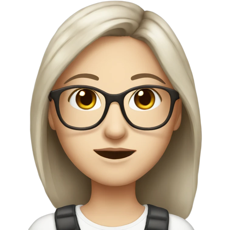 White brunette girl with brown eyes glasses pretty emoji