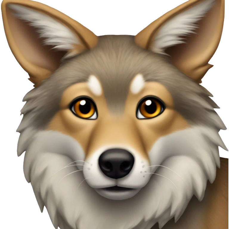 Coyote with brindle coloring, brown and black fur emoji