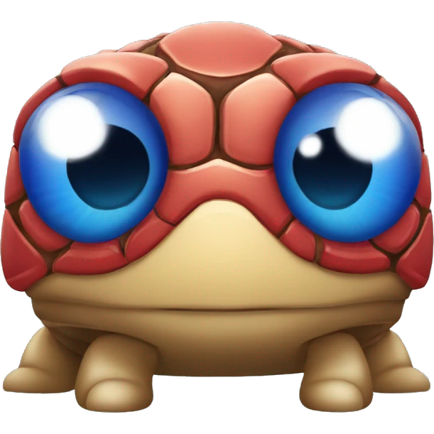 tortuga roja con lunares azules y ojos amarillos emoji
