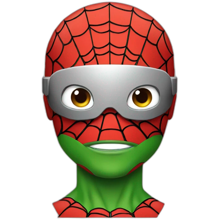spiderman super hero but in replace red color with green emoji