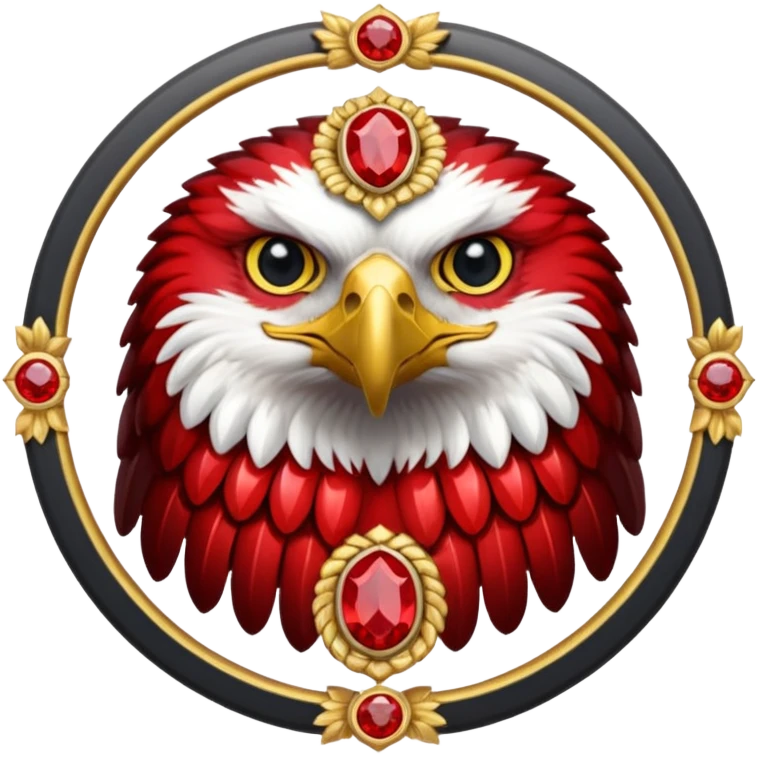 Golden eagle with two heads crest / brosch in a circle with red gems and no background emoji