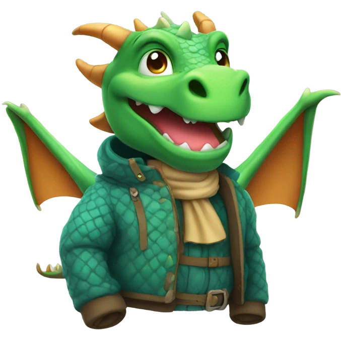 Happy dragon. Wearing winter clothes.  emoji
