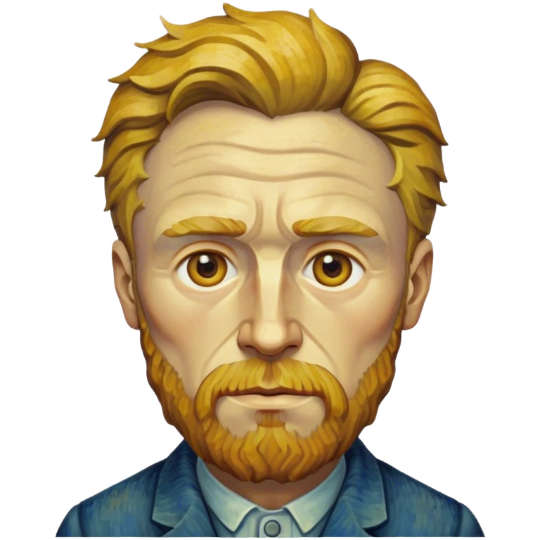 Cinematic Realistic Vincent van Gogh Portrait Emoji, depicted as the iconic artist with expressive brushstrokes and soulful eyes, rendered with rich textured detail and dynamic emotive lighting that captures his creative genius. emoji