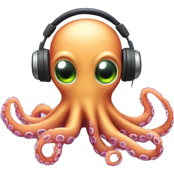 cute alien octopus wearing headphones emoji