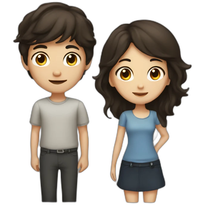 dark hair boy and brunette girl emoji