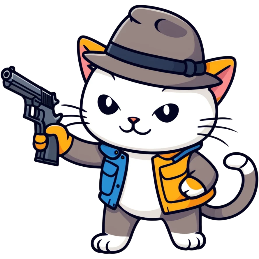 cat with gun the head emoji
