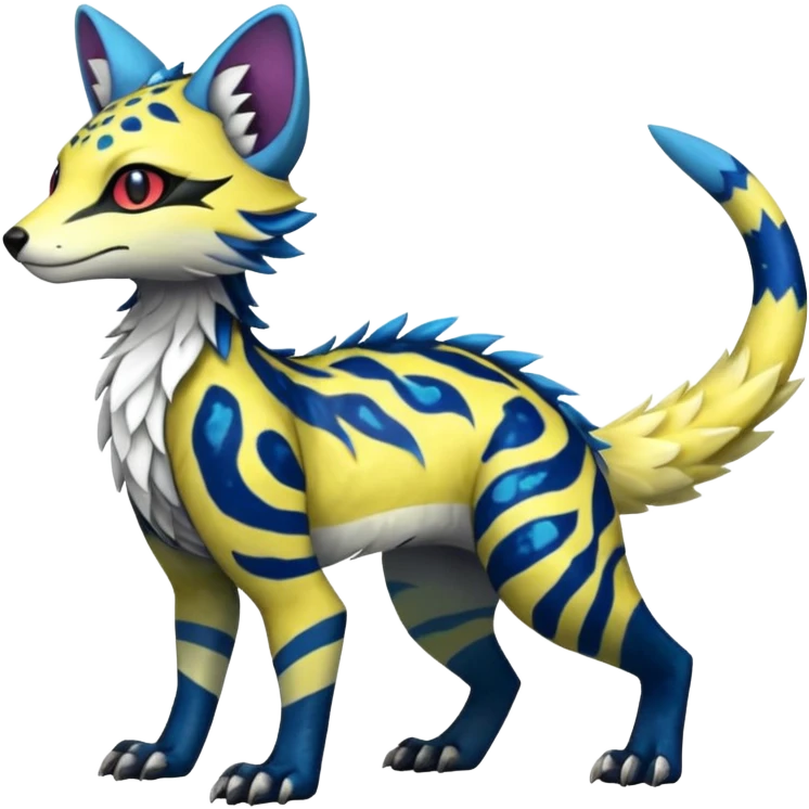 Rare realistic shiny exotic cute epic pretty beautiful handsome gorgeous aesthetic colorful vibrant Vernid-Fionbri-Protogen-Primagen-Sergal-Wickerbeast-Genet-Trico-species-Fakemon-hybrid-creature by LiLaiRa, beautiful intricate markings, full body emoji