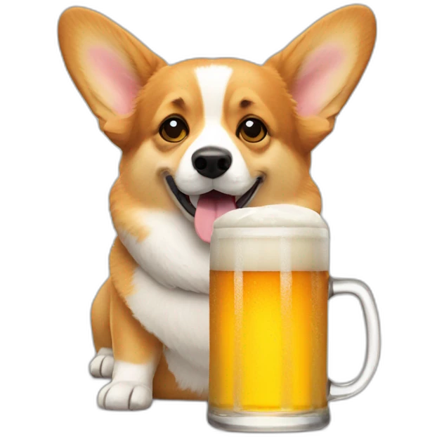 Corgi drinking a beer emoji