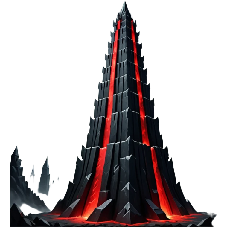 Barad Dúr from Lord of the Rings, Dark, giant Tower, with red beams shooting from the top into the sky emoji