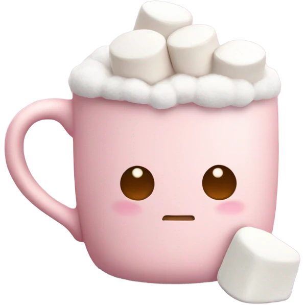 Light Pink mug of hot chocolate with marshmallows  emoji
